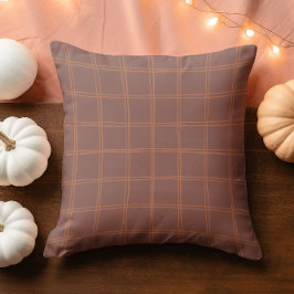 Hand plockade Autumn Brown och Orange Grid Kudde
