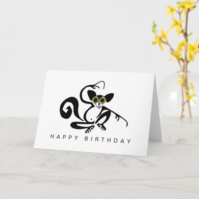 Hand plockade AYE-AYE - Vilda djur - Natur - Grönt Kort (Gul blomma)