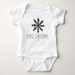 Hand plockade Baby: Första julen Snowflake T Shirt