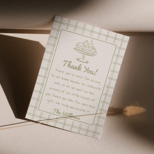 Hand plockade Baby i Oven Bread Baby Shower Tack Kort