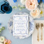 Hand plockade Band & Bow Fransk Blue Bröllop Meny<br><div class="desc">Menyn hand plockade med menyfliksområdet Blått Bröllop med handskrivet stil med Fransk.</div>
