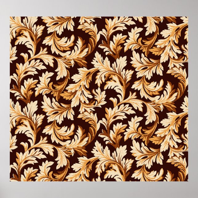 Hand plockade Baroque Löv: Snyggt Elegance. Poster (Framsidan)