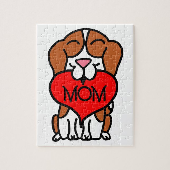 Hand plockade Beagle Heart Mamma Pussel (Vertikal)