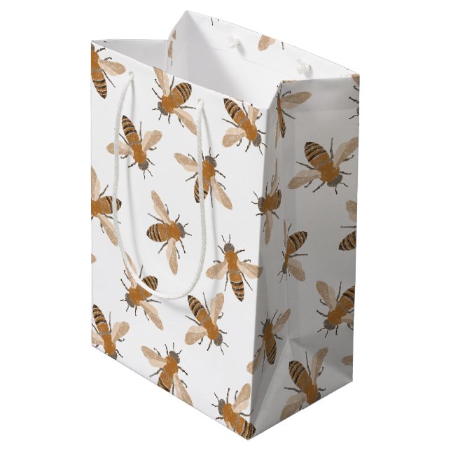 Hand plockade Bees Gift Bag (Baksidan Vinklad)