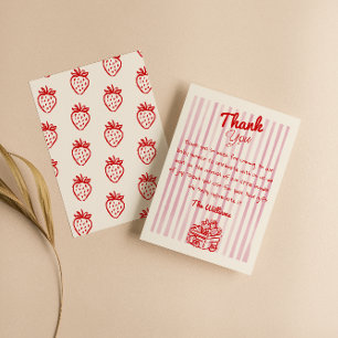 Hand plockade Berry Strawberry Girl Baby Shower Tack Kort