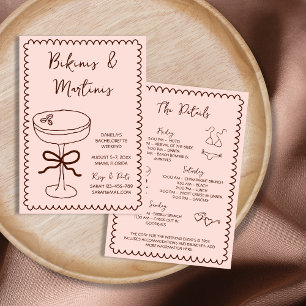 Hand plockade Bikinis & Martinis Bachelorette Part Inbjudningar