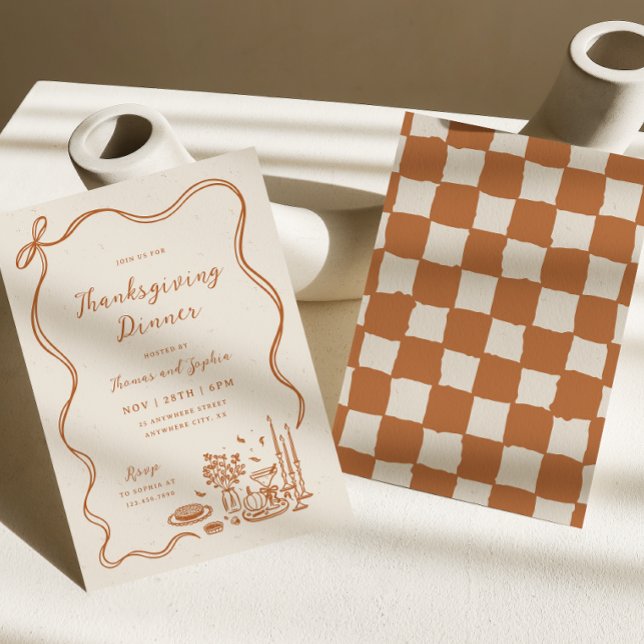 Hand plockade bjudande till visemisk Thanksgiving Inbjudningar (Skapare uppladdad)