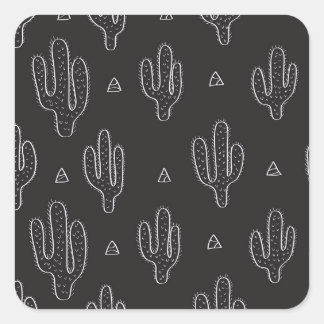 Hand plockade Black Cactus Mönster Fyrkantigt Klistermärke