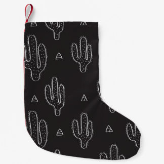 Hand plockade Black Cactus Mönster Liten Julstrumpa