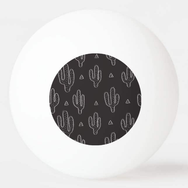 Hand plockade Black Cactus Mönster Pingisboll (Framsidan)