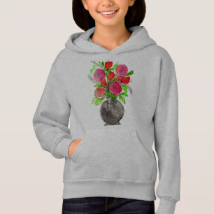 Hand plockade Bläck Doodle Rosa & Red Watercolor B T Shirt