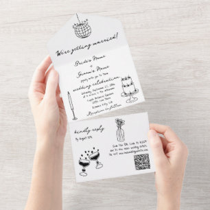 Hand plockade Black Illustrations Doodles Bröllop