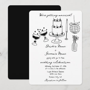 Hand plockade Black Illustrations Doodles Bröllop Inbjudningar