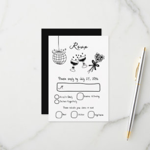 Hand plockade Black Illustrations Doodles Bröllop OSA Kort