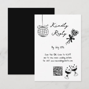 Hand plockade Black Illustrations Doodles Bröllop Tilläggskort