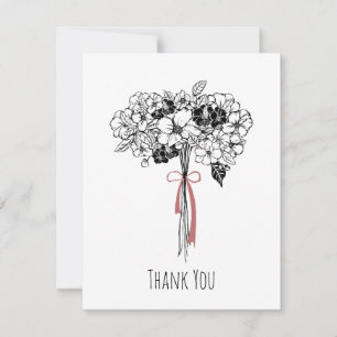 Hand plockade Black & White Blommigt Bouquet Tack Kort