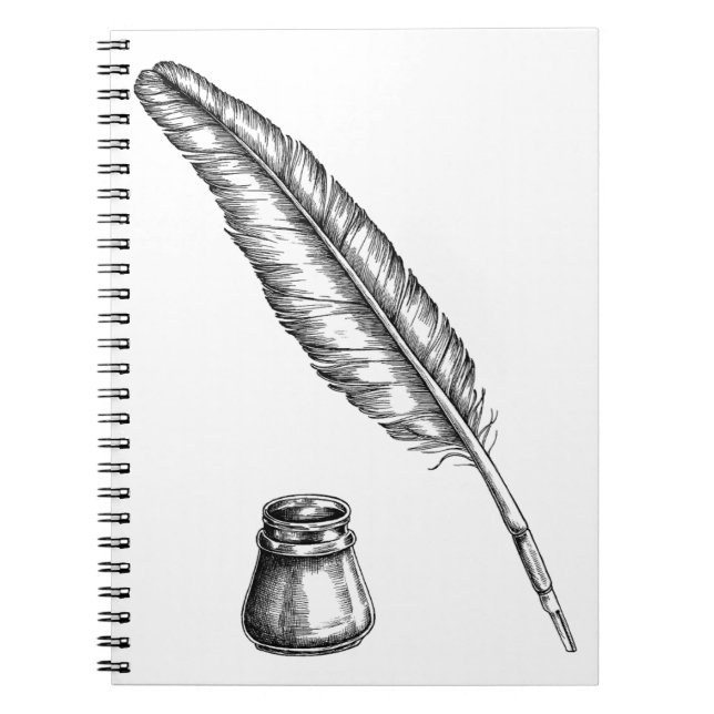 Hand plockade-bläckpenna med en inkwell anteckningsbok (Framsidan)