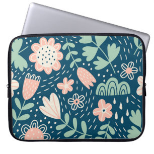 Hand plockade blommigt är stilt väv. Seamles mönst Laptop Fodral