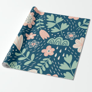 Hand plockade blommigt är stilt väv. Seamles mönst Presentpapper