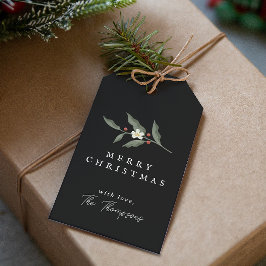 Hand plockade Blommigt Black jul Gift Märkre Presentetikett