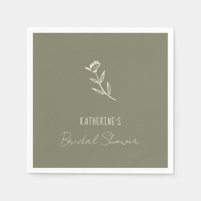 Hand plockade Blommigt Botanical Scribble Möhippa Pappersservett (Framsidan)