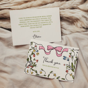 Hand plockade Blommigt Bow-Möhippa Tack Kort