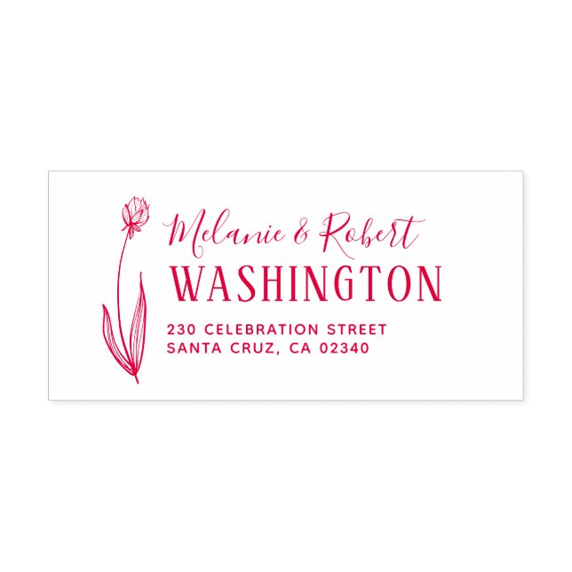 Hand plockade Blommigt Bröllop Returadress Självfärgande Stämpel (Design)