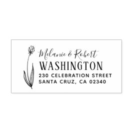 Hand plockade Blommigt Bröllop Returadress Stämpel