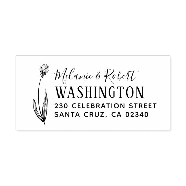 Hand plockade Blommigt Bröllop Returadress Stämpel (Tryck)