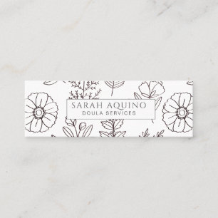 Hand plockade Blommigt Doodle Doula White Birth Co Mini Visitkort