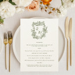 Hand plockade Blommigt Grönt Monogram Vapensköld B Meny<br><div class="desc">Få en roligt och charmerande beröring till din mottagning med det här Hand plockade Blommigt Grönt Monogram Vapensköld Bröllop-menykortet. Det här menykortet har en vapensköld av avslappnad, viskartad blommigt och en monogramdesign i en färsk mörk oliv grönt, och är perfekt för ett avslappnat trädgårdsbröllop, utomhusbröllop, firande eller sommarbröllop. Helt anpassade...</div>