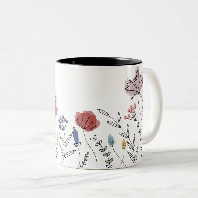 Hand plockade Blommigt Mugg (Framsida höger)