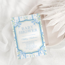 Hand plockade Blommigt Pojke Shower med Bow