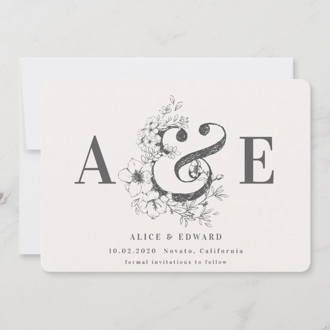 Hand plockade blommigt spara datumet (Framsida)