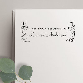 Hand plockade Blommigt Tillhören i Bok till boksky Självfärgande Stämpel