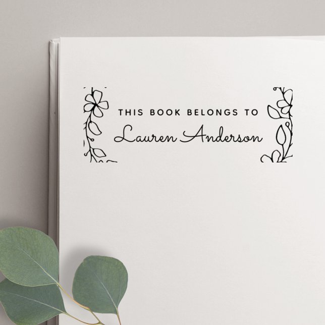 Hand plockade Blommigt Tillhören i Bok till boksky Självfärgande Stämpel (Skapare uppladdad)