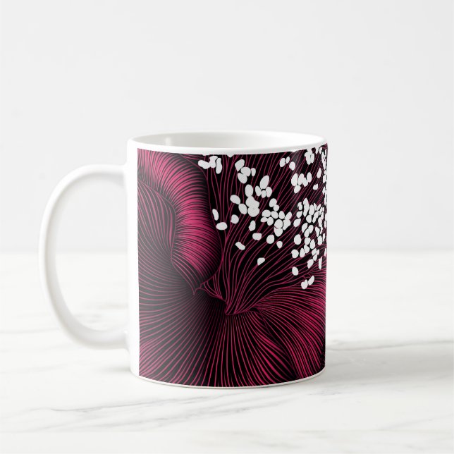 Hand plockade blommönster med kameléblommor kaffemugg (Vänster)