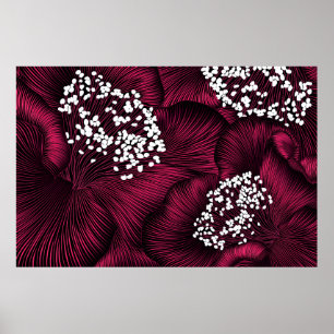 Hand plockade blommönster med kameléblommor poster