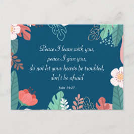 Hand plockade blommor med John 14:27 Bible Verse Vykort