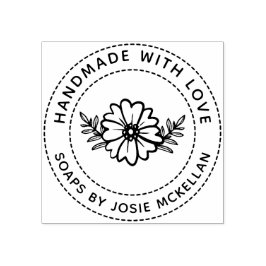 Hand plockade-blommor med Kärlek Stämpel