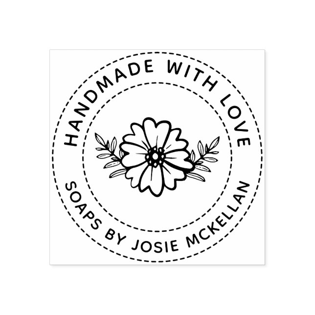 Hand plockade-blommor med Kärlek Stämpel (Tryck)