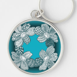 hand plockade-blomningsnivå Välj valfritt Färg Rund Silverfärgad Nyckelring