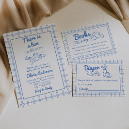 Hand plockade Blue Bun i Oven Cupid Baby Shower Inbjudningar