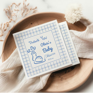 Hand plockade Blue Bun i Oven Pojke Shower Pappersservett