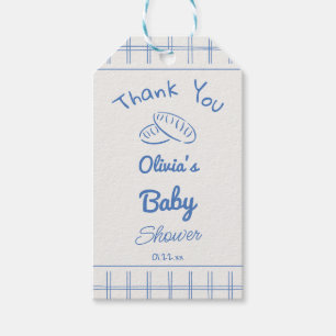 Hand plockade Blue Bun i Oven Pojke Shower Presentetikett