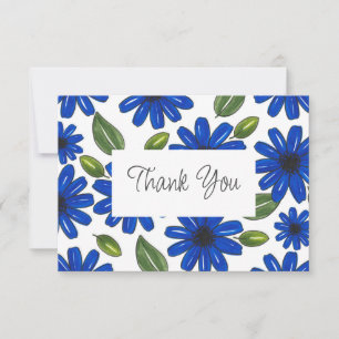 Hand plockade Blue Flower Mönster Tack Kort