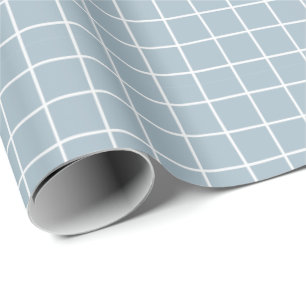 Hand plockade Blue Grid Mönster Presentpapper