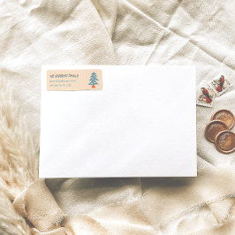 Hand plockade Blue Julgran Doddle Adress Returadress Etikett