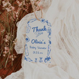 Hand plockade Blue Locally Grown Pojke Shower Presentetikett