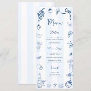 Hand plockade Blue Rand Italienska Menu Meny